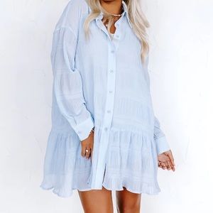 Sky Blue Button Up Tunic Dress